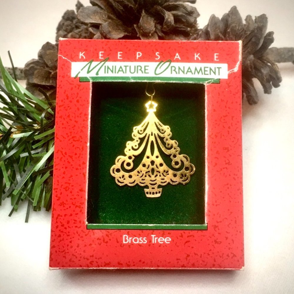 Vintage 1988 Hallmark Keepsake Miniature Ornament - Brass Christmas Tree